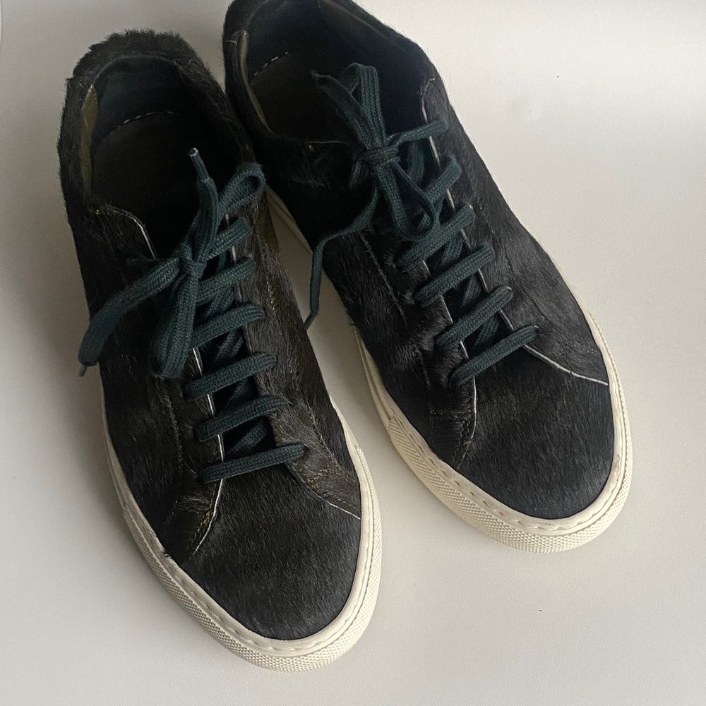 Common Projects ACHILLES low olive green cowhide sneakers